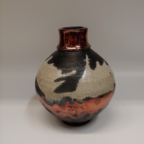 Click to view detail for #220720 Raku Copper, White Crackle and Black $29